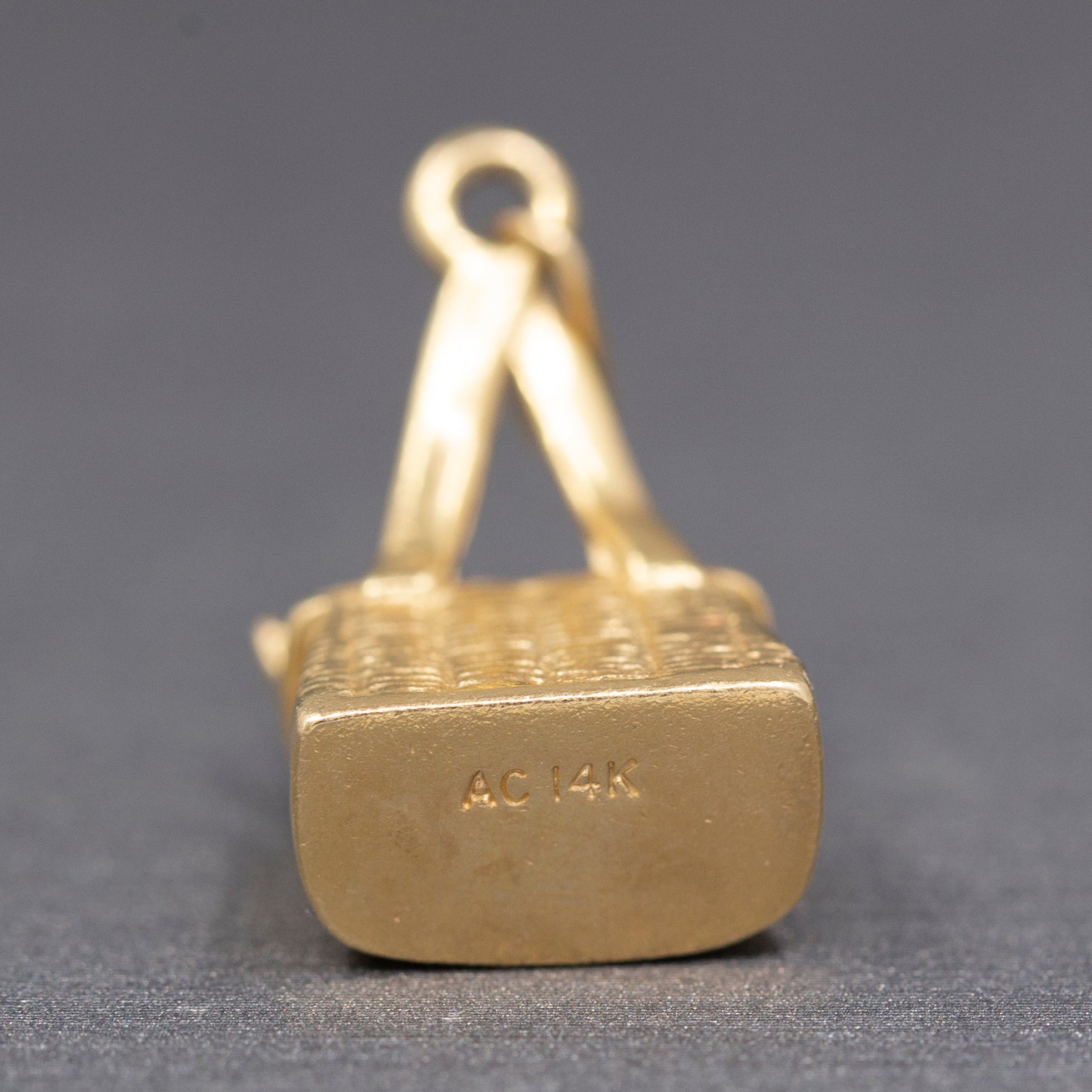 Vintage Fish Fishing Basket Charm in 14k Yellow Gold