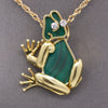 Darling Figural Frog Pendant with Malachite and Diamonds in 18k Yellow Gold