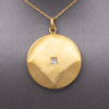 Art Deco Brushed 14k Gold Locket Necklace with Old Mine Cut Diamond