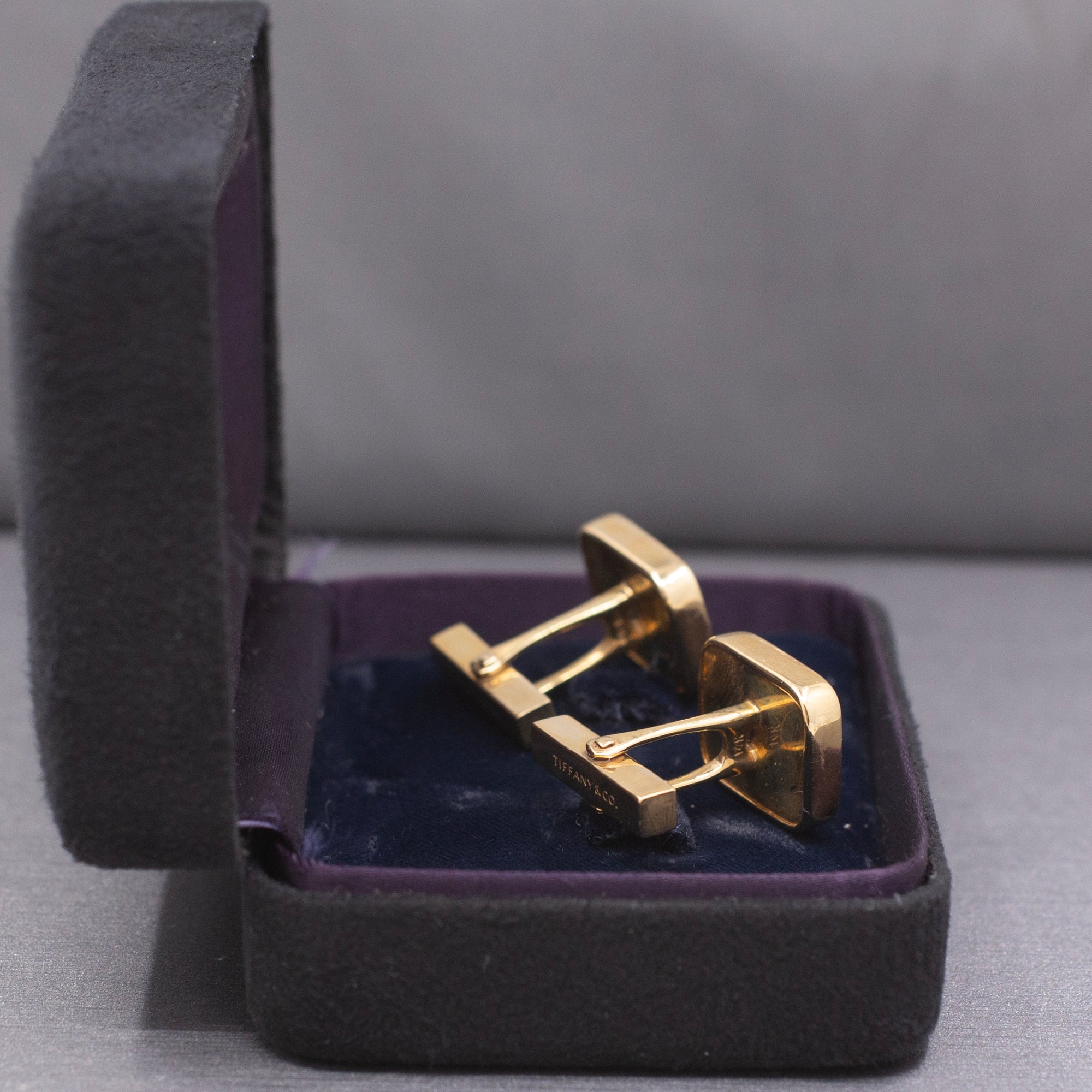Vintage Tiffany & Co. Onyx Cufflinks in 14k Yellow Gold with Box