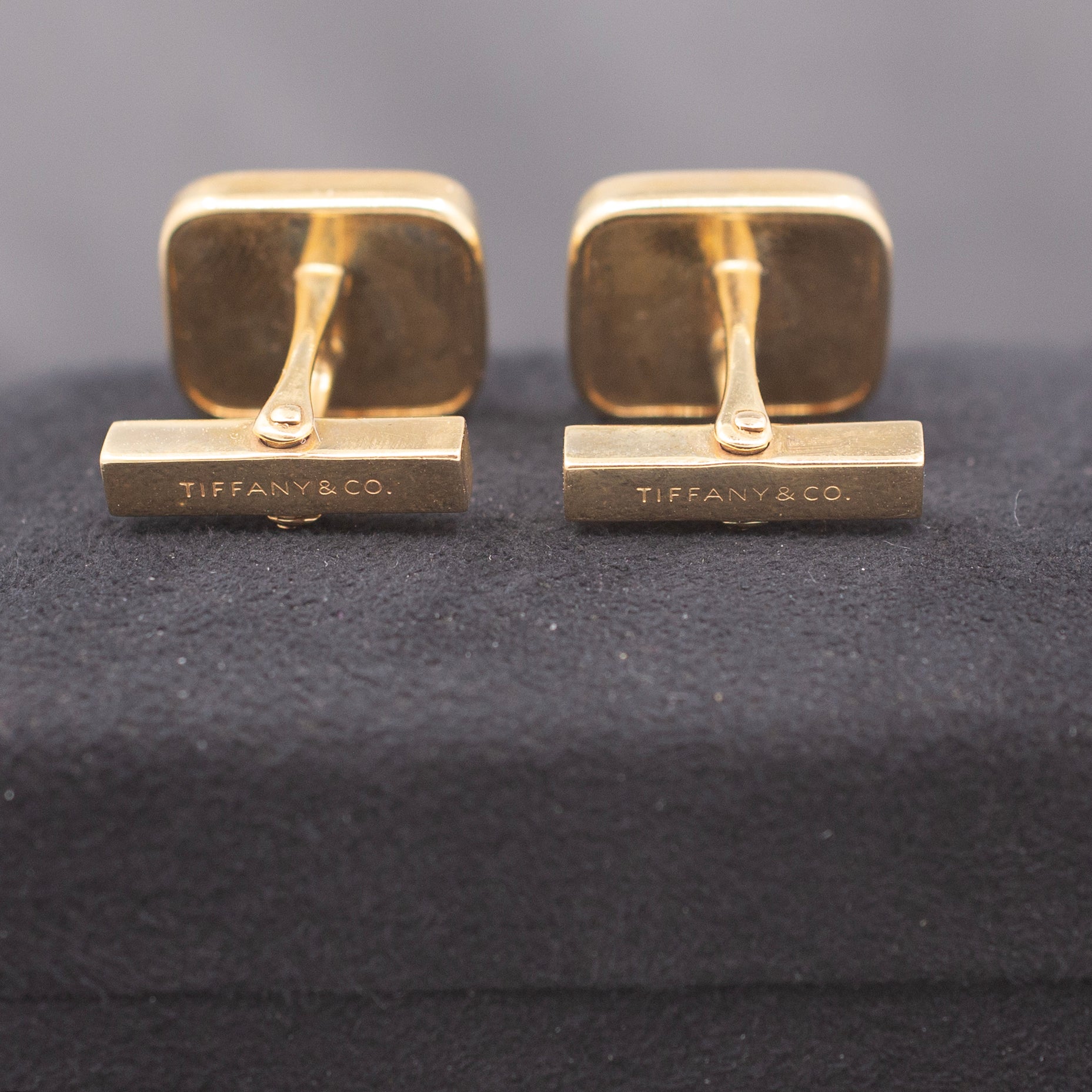 Vintage Tiffany & Co. Onyx Cufflinks in 14k Yellow Gold with Box