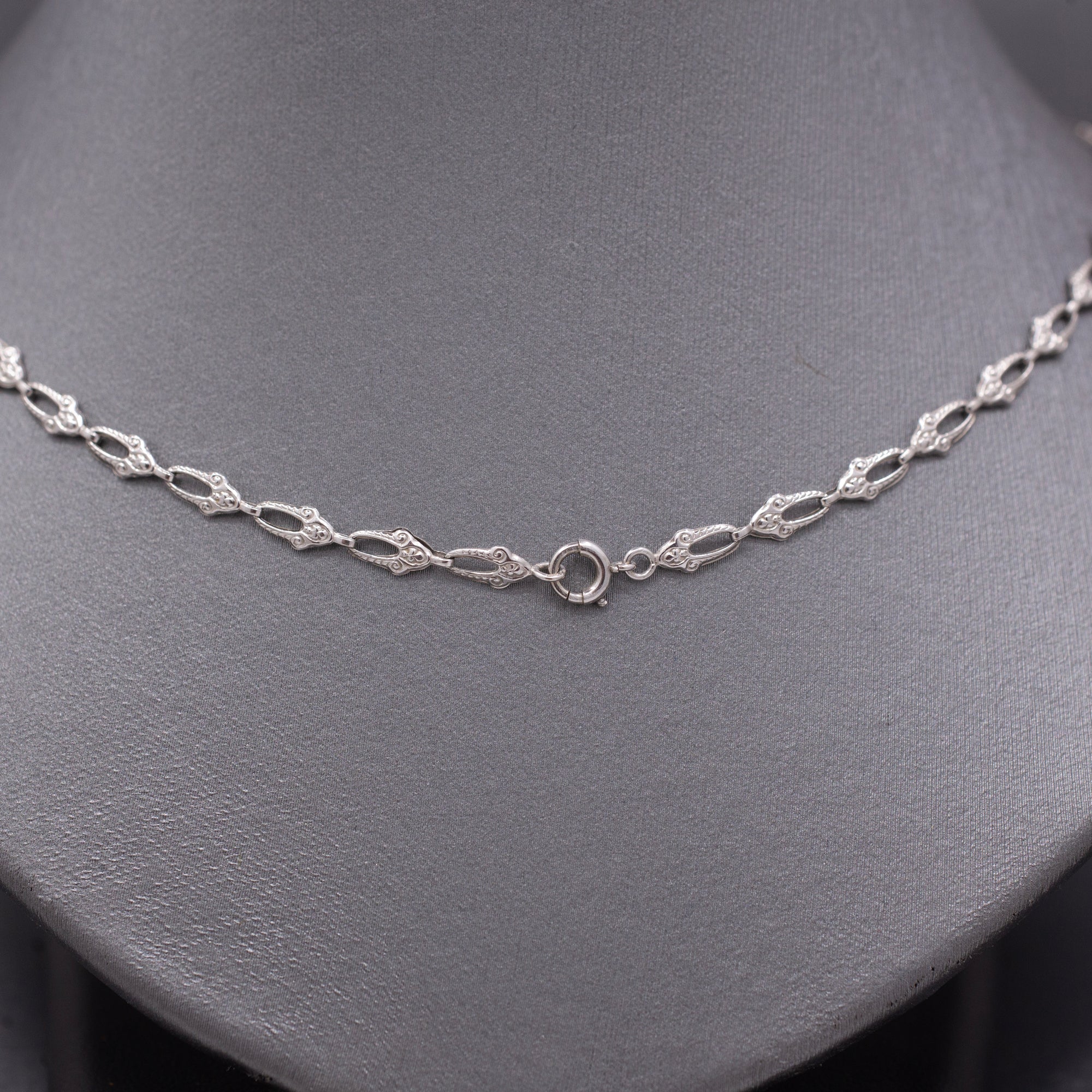 Exquisite Art Deco Camphor Glass and Diamond Statement Necklace in 10k White Gold