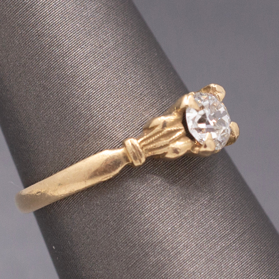 Petite Old European Cut Diamond Victorian Engagement Ring in 10k Yellow Gold