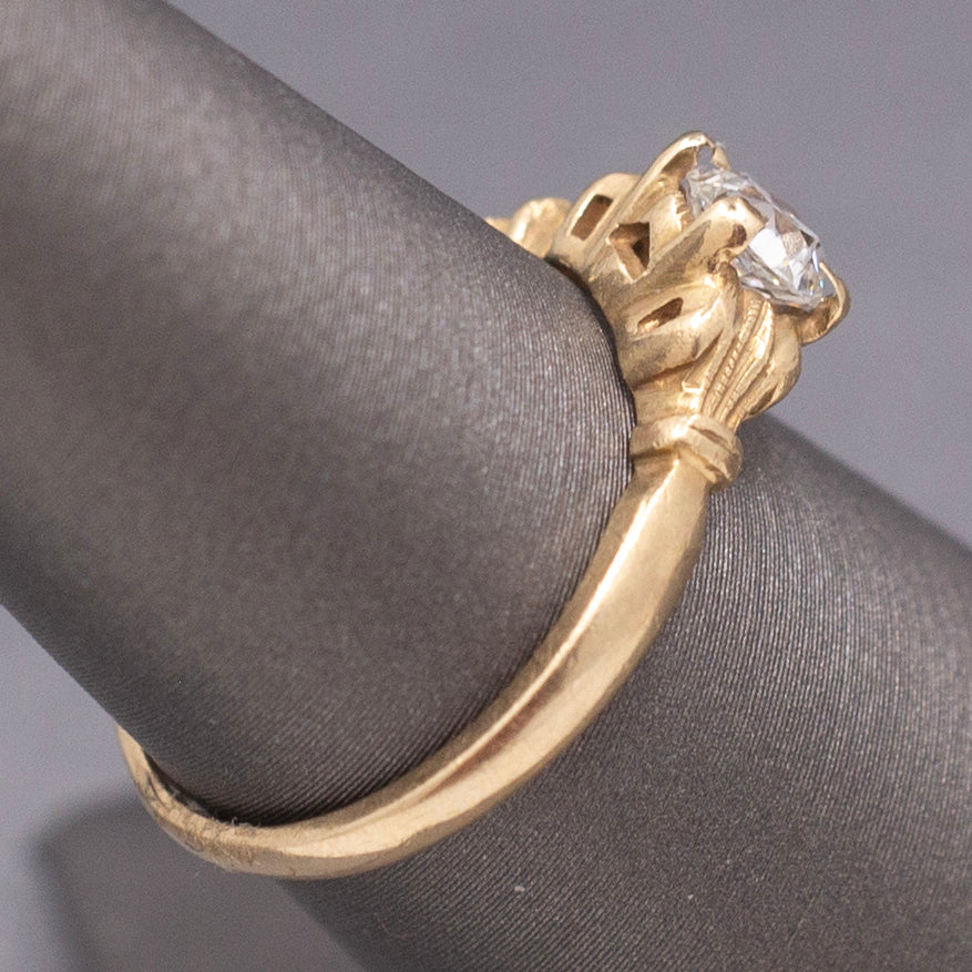 Petite Old European Cut Diamond Victorian Engagement Ring in 10k Yellow Gold