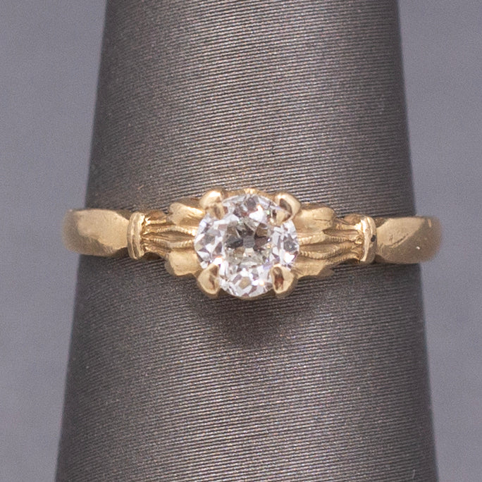 Petite Old European Cut Diamond Victorian Engagement Ring in 10k Yellow Gold