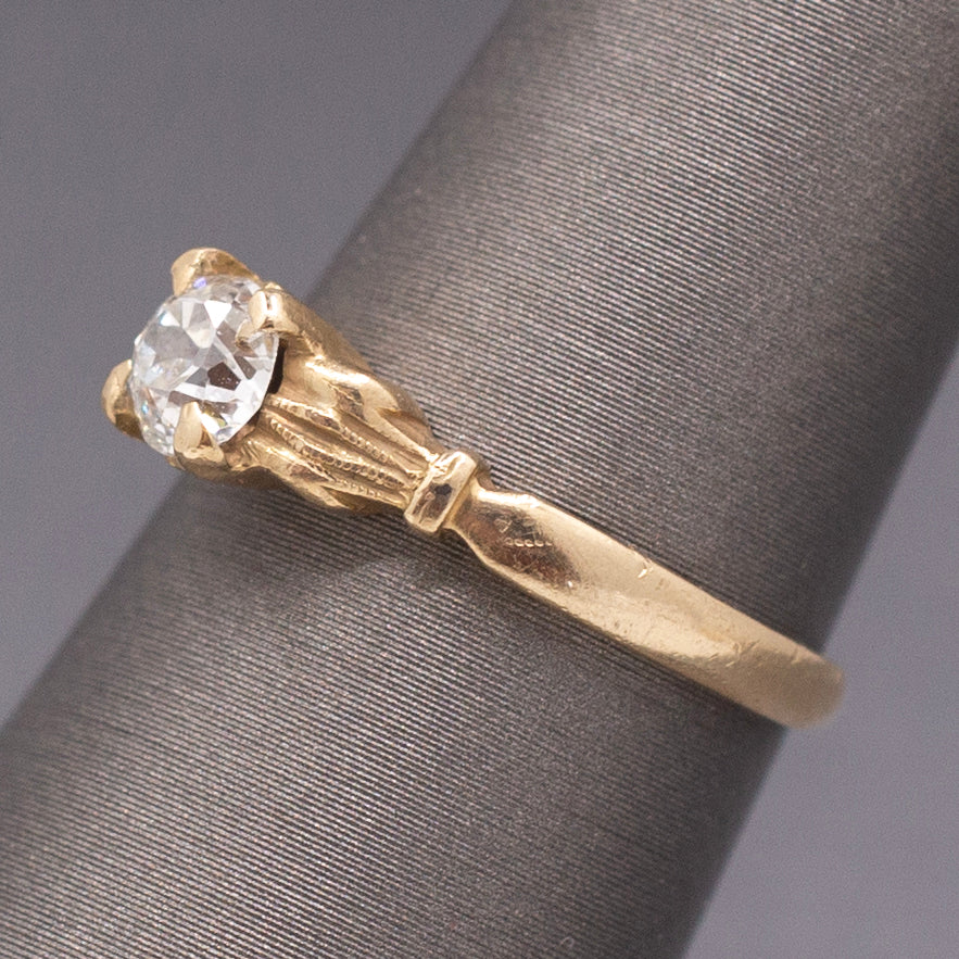 Petite Old European Cut Diamond Victorian Engagement Ring in 10k Yellow Gold