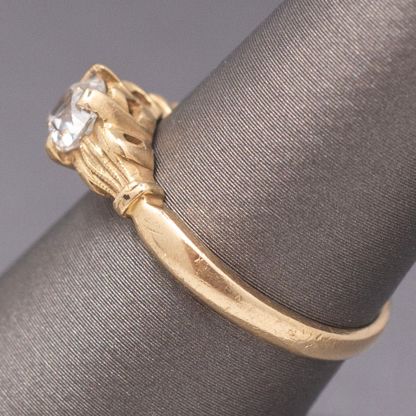Petite Old European Cut Diamond Victorian Engagement Ring in 10k Yellow Gold