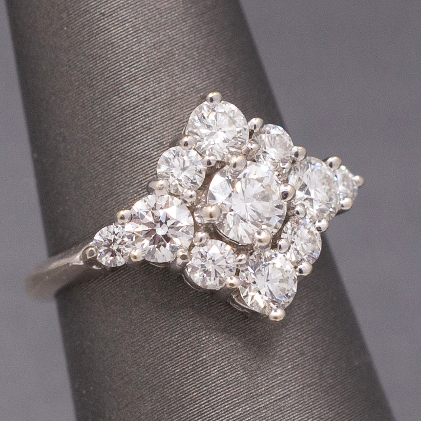 Vintage Hearts on Fire 2.20cttw Diamond Cluster Ring in 18k White Gold