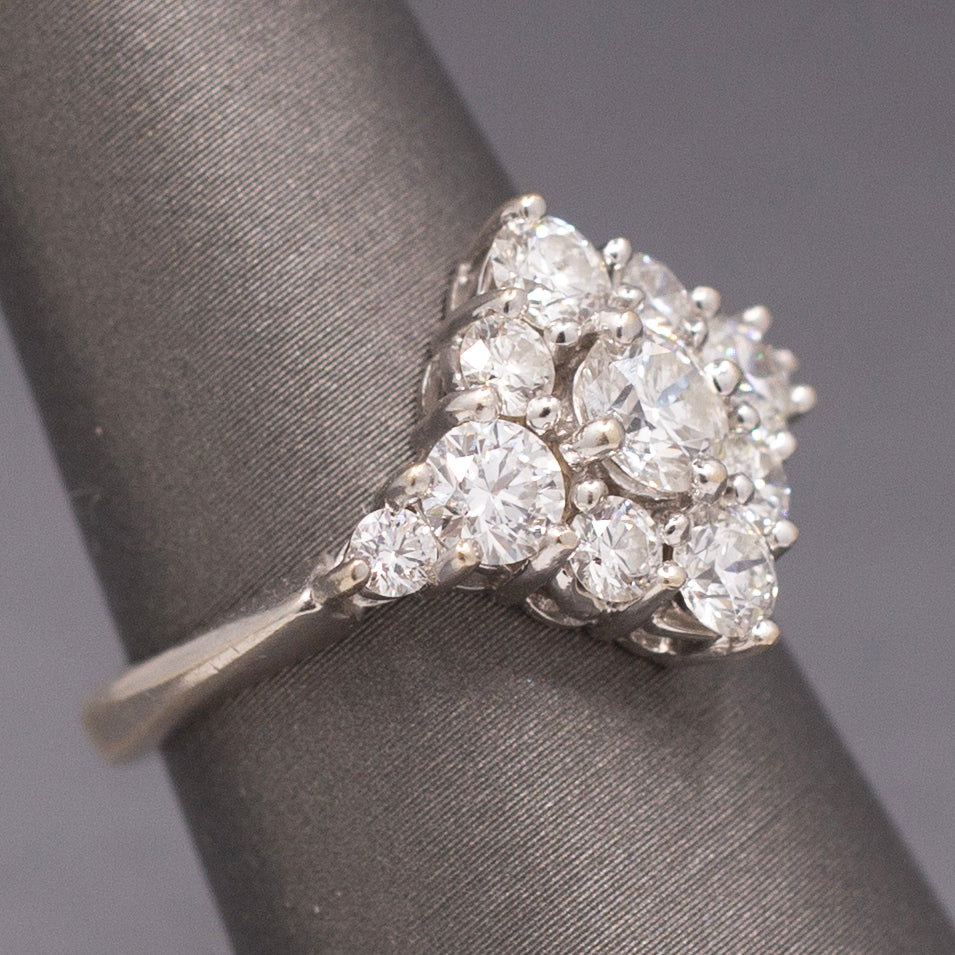 Vintage Hearts on Fire 2.20cttw Diamond Cluster Ring in 18k White Gold