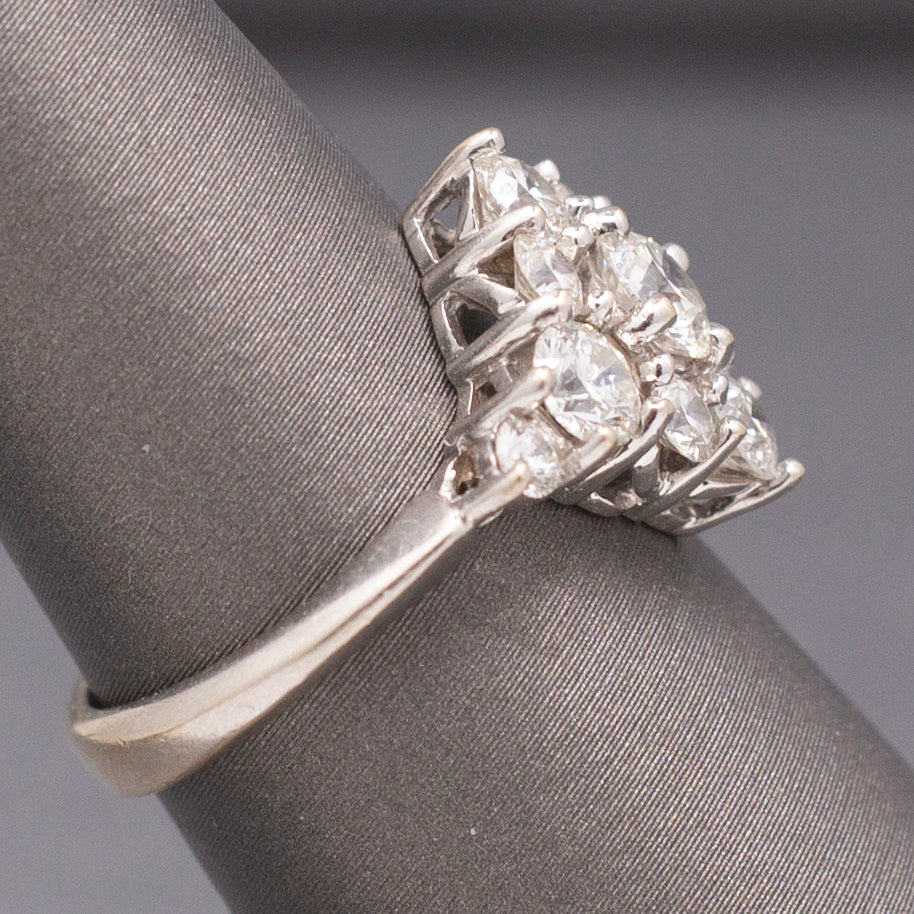 Vintage Hearts on Fire 2.20cttw Diamond Cluster Ring in 18k White Gold