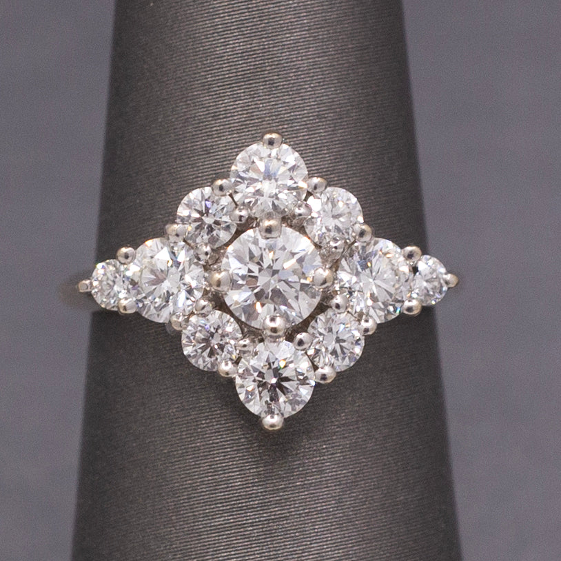 Vintage Hearts on Fire 2.20cttw Diamond Cluster Ring in 18k White Gold