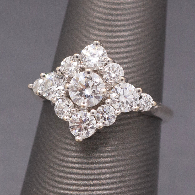 Vintage Hearts on Fire 2.20cttw Diamond Cluster Ring in 18k White Gold