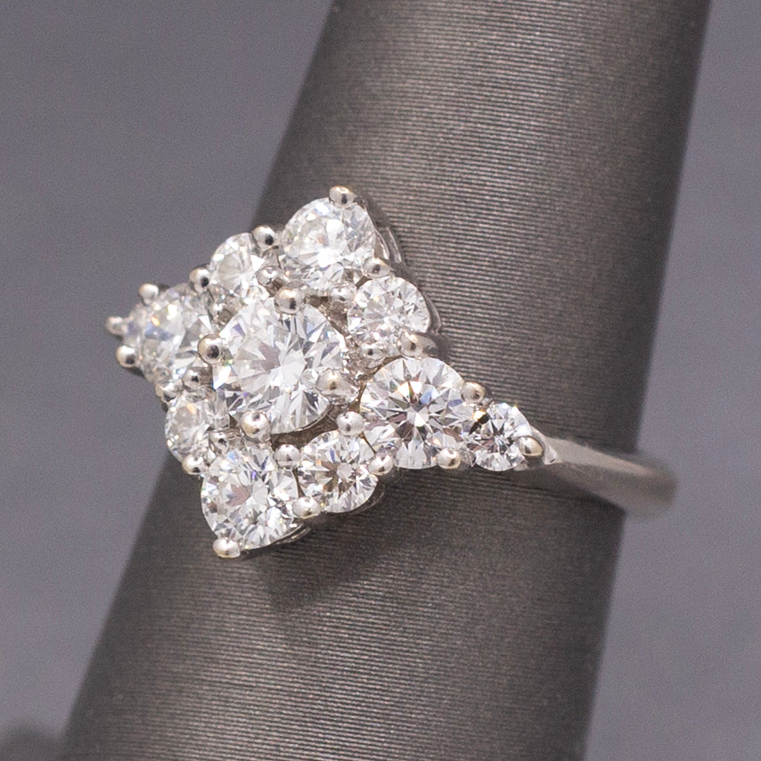 Vintage Hearts on Fire 2.20cttw Diamond Cluster Ring in 18k White Gold