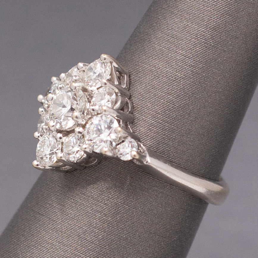 Vintage Hearts on Fire 2.20cttw Diamond Cluster Ring in 18k White Gold