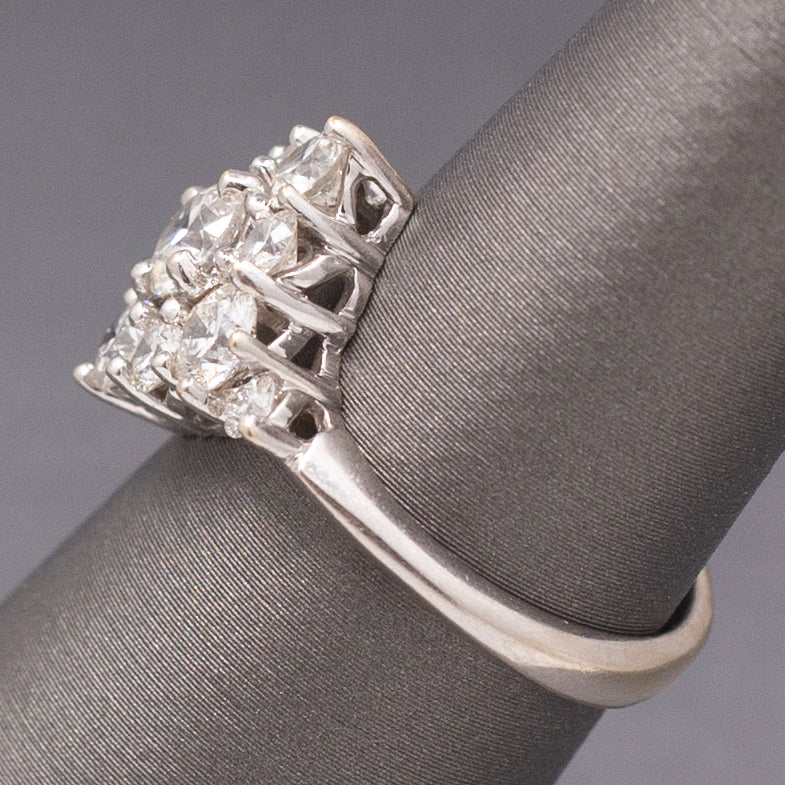 Vintage Hearts on Fire 2.20cttw Diamond Cluster Ring in 18k White Gold