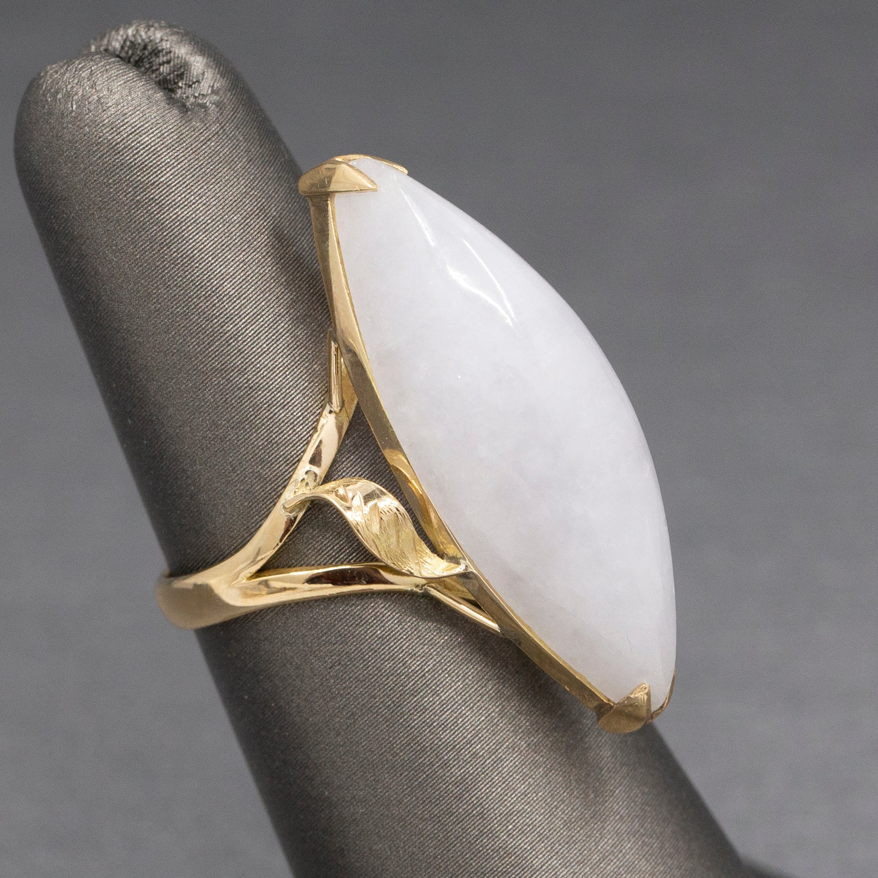 Ladylike Lavender Jade Jadeite Marquise Cocktail Ring In 14k Yellow Gold