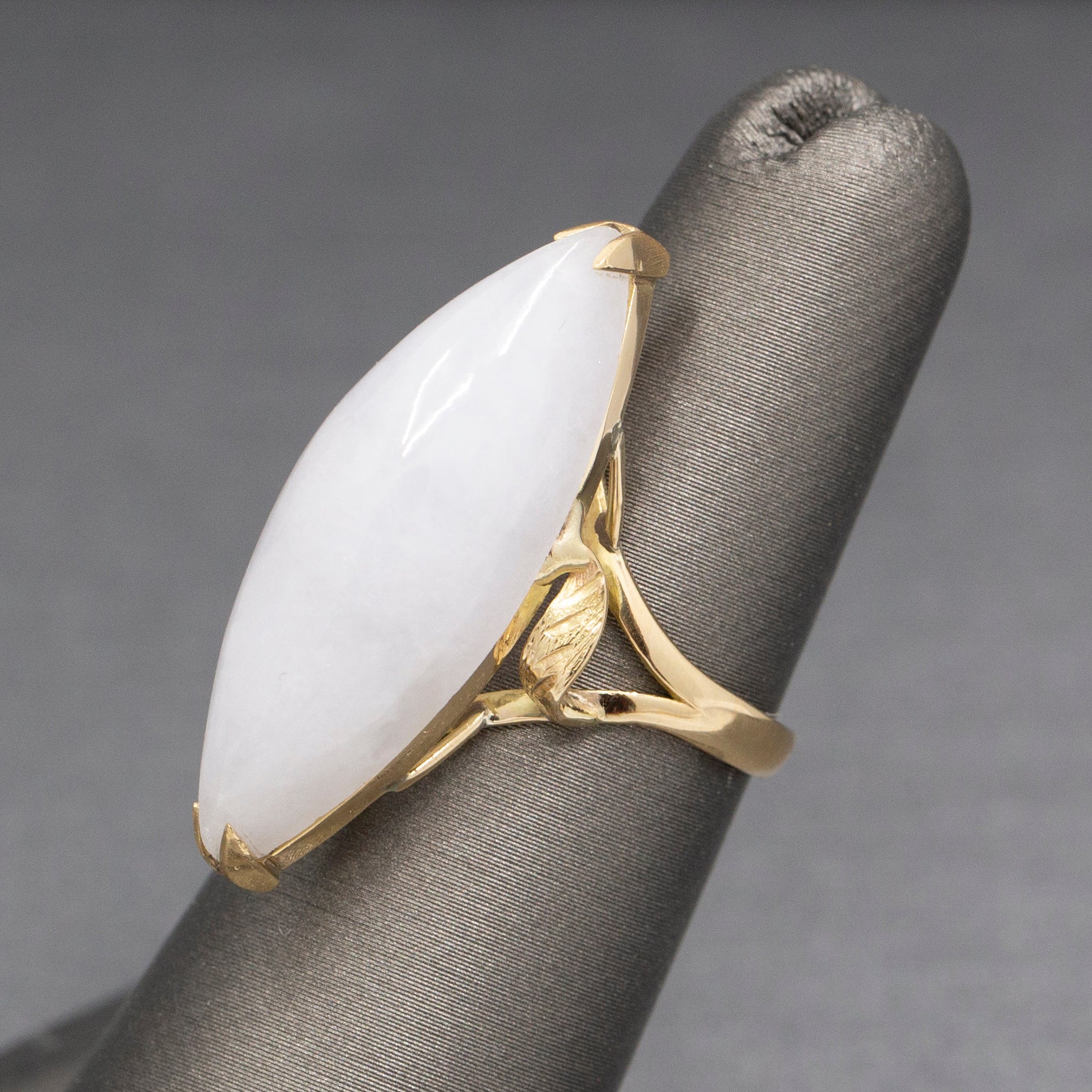 Ladylike Lavender Jade Jadeite Marquise Cocktail Ring In 14k Yellow Gold