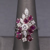 Incredible Ruby and Diamond Cluster Statement Ring in 18k White Gold