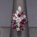 Incredible Ruby and Diamond Cluster Statement Ring in 18k White Gold