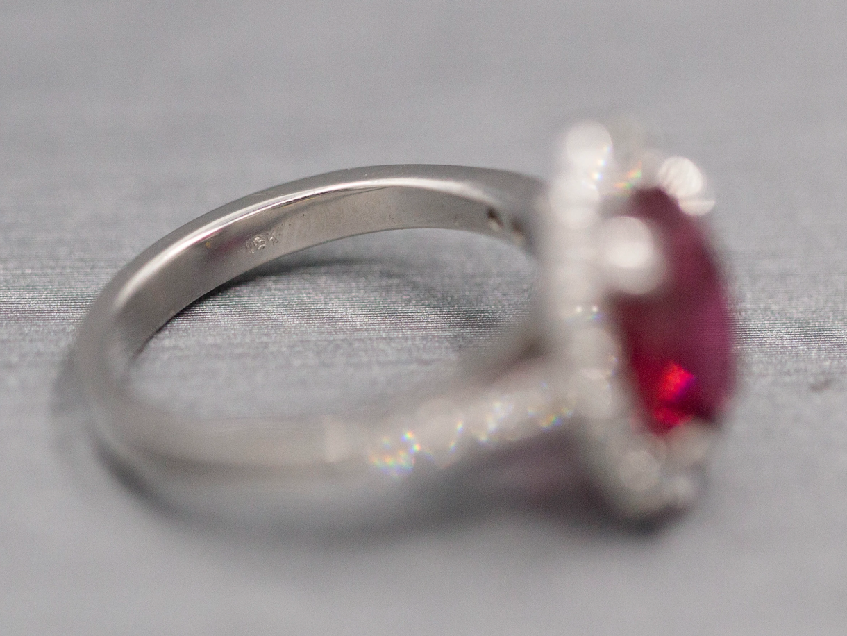 Handcrafted Rubellite Tourmaline and Diamond Cocktail Ring in 18k White Gold