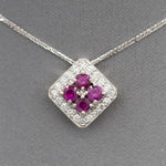 Handcrafted 1.00ctw Ruby and Diamond Pendant Necklace in 14K White Gold 18"