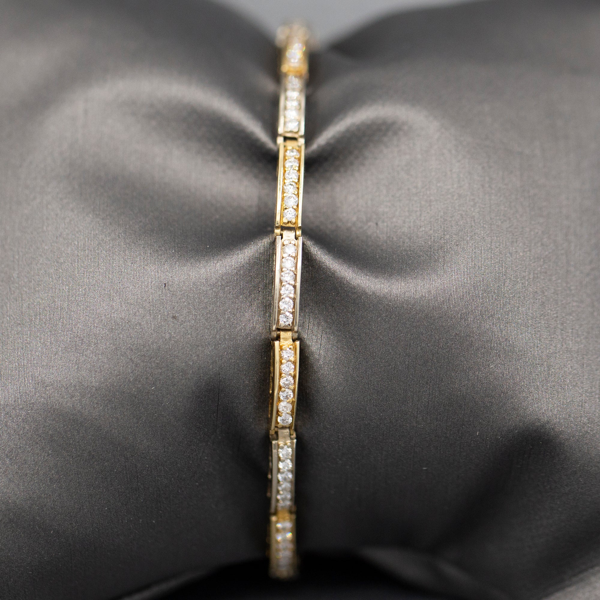 Two Tone Diamond Link Bracelet in 14k White and Yellow Gold 1.44cttw