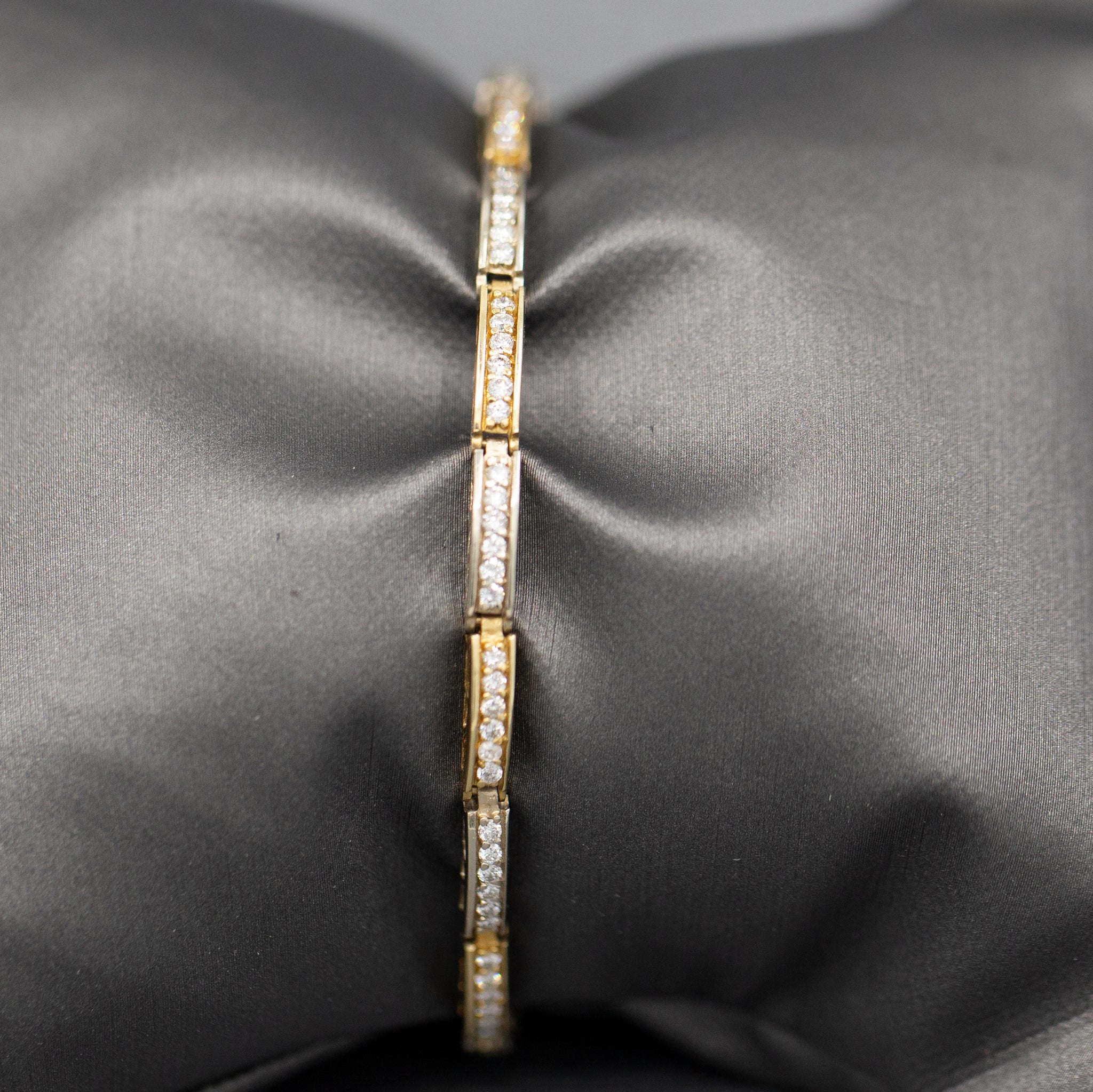 Two Tone Diamond Link Bracelet in 14k White and Yellow Gold 1.44cttw
