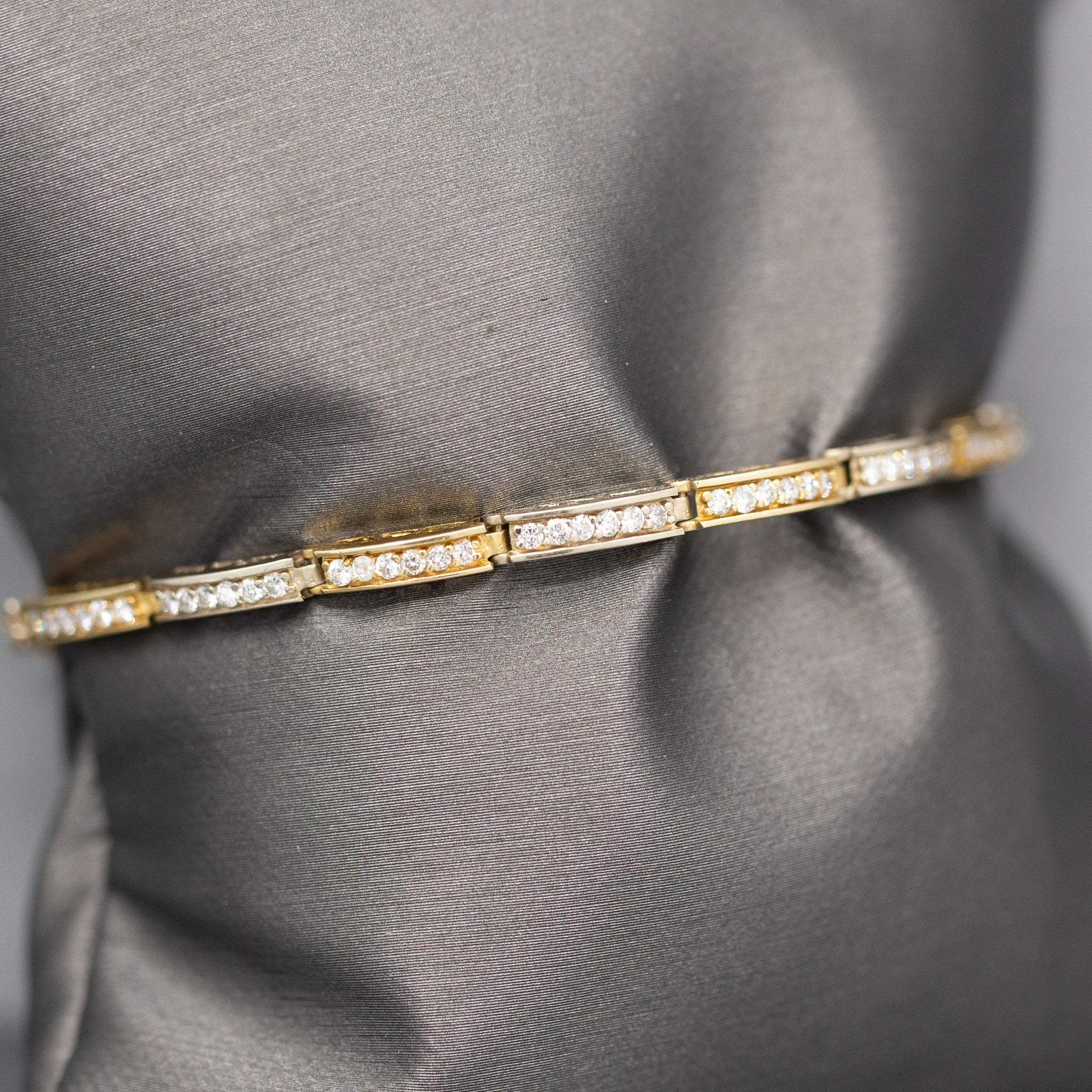 Two Tone Diamond Link Bracelet in 14k White and Yellow Gold 1.44cttw