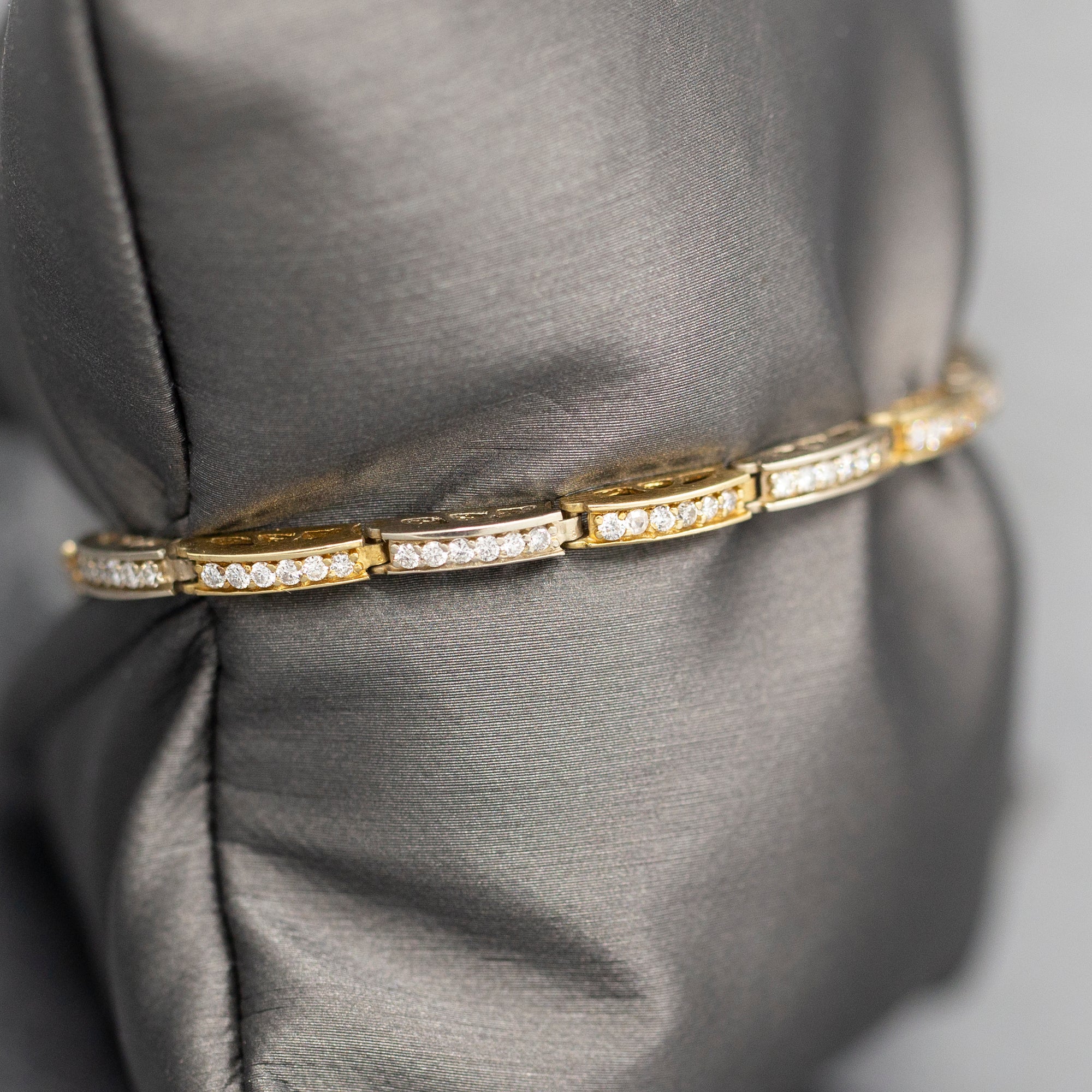 Two Tone Diamond Link Bracelet in 14k White and Yellow Gold 1.44cttw