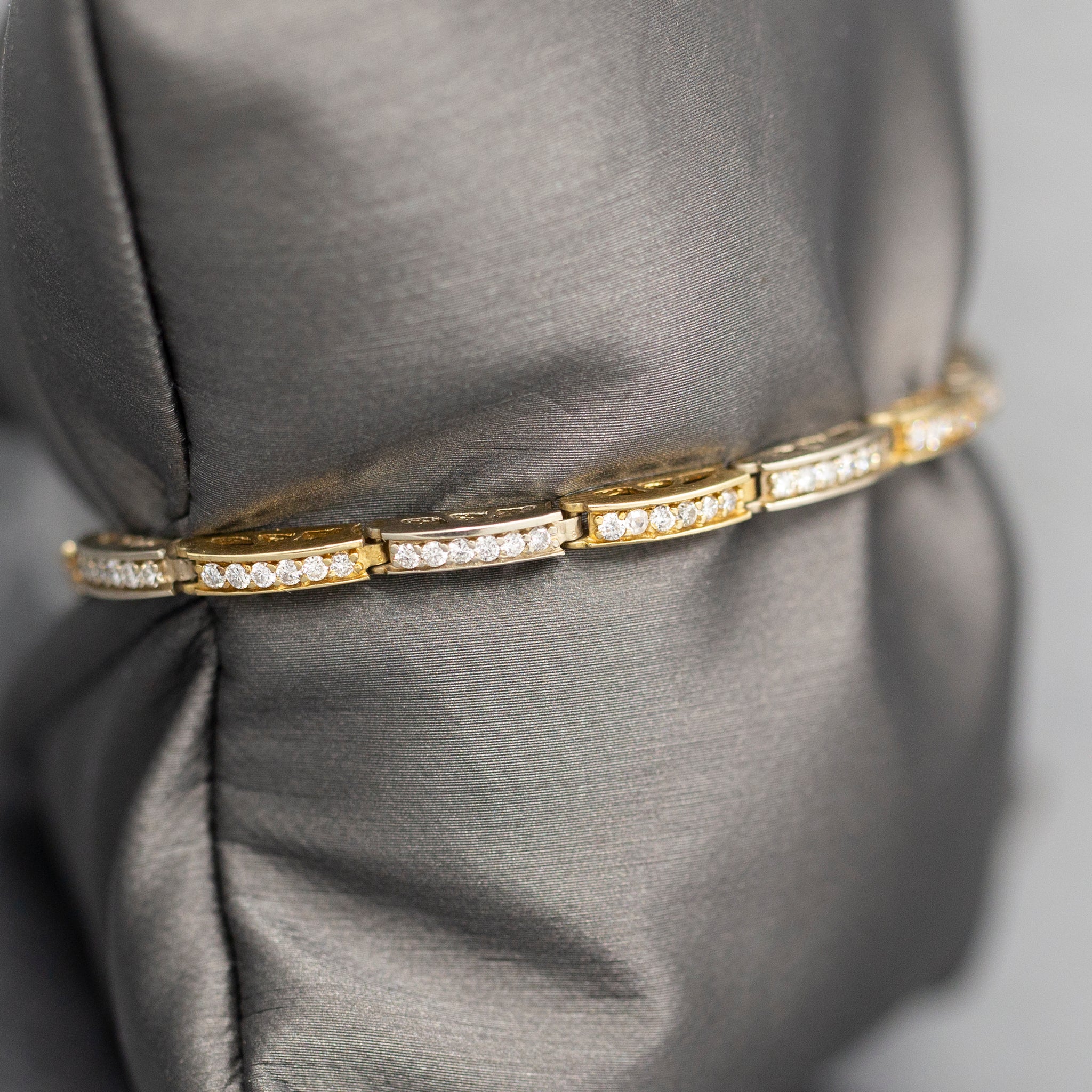 Two Tone Diamond Link Bracelet in 14k White and Yellow Gold 1.44cttw