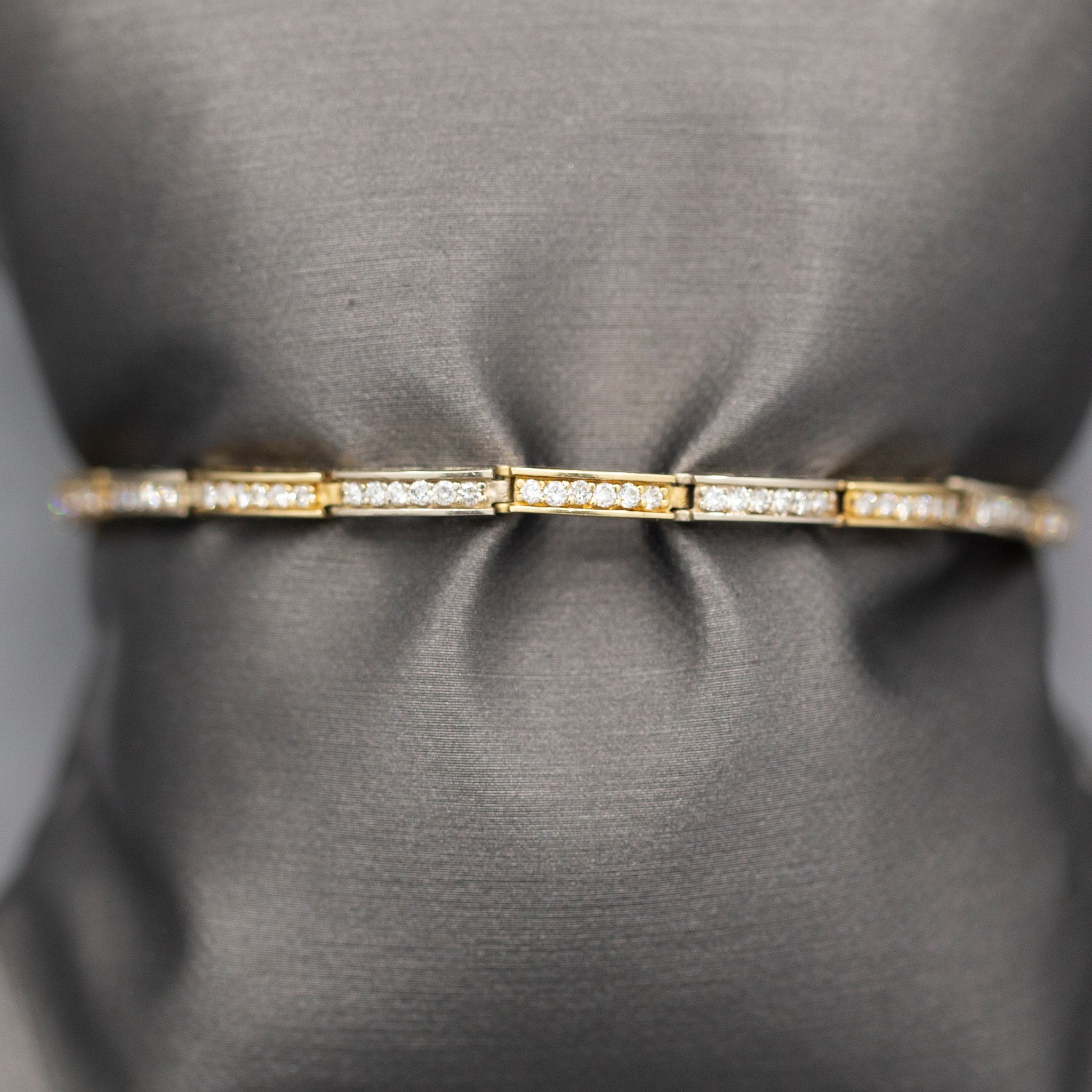 Two Tone Diamond Link Bracelet in 14k White and Yellow Gold 1.44cttw
