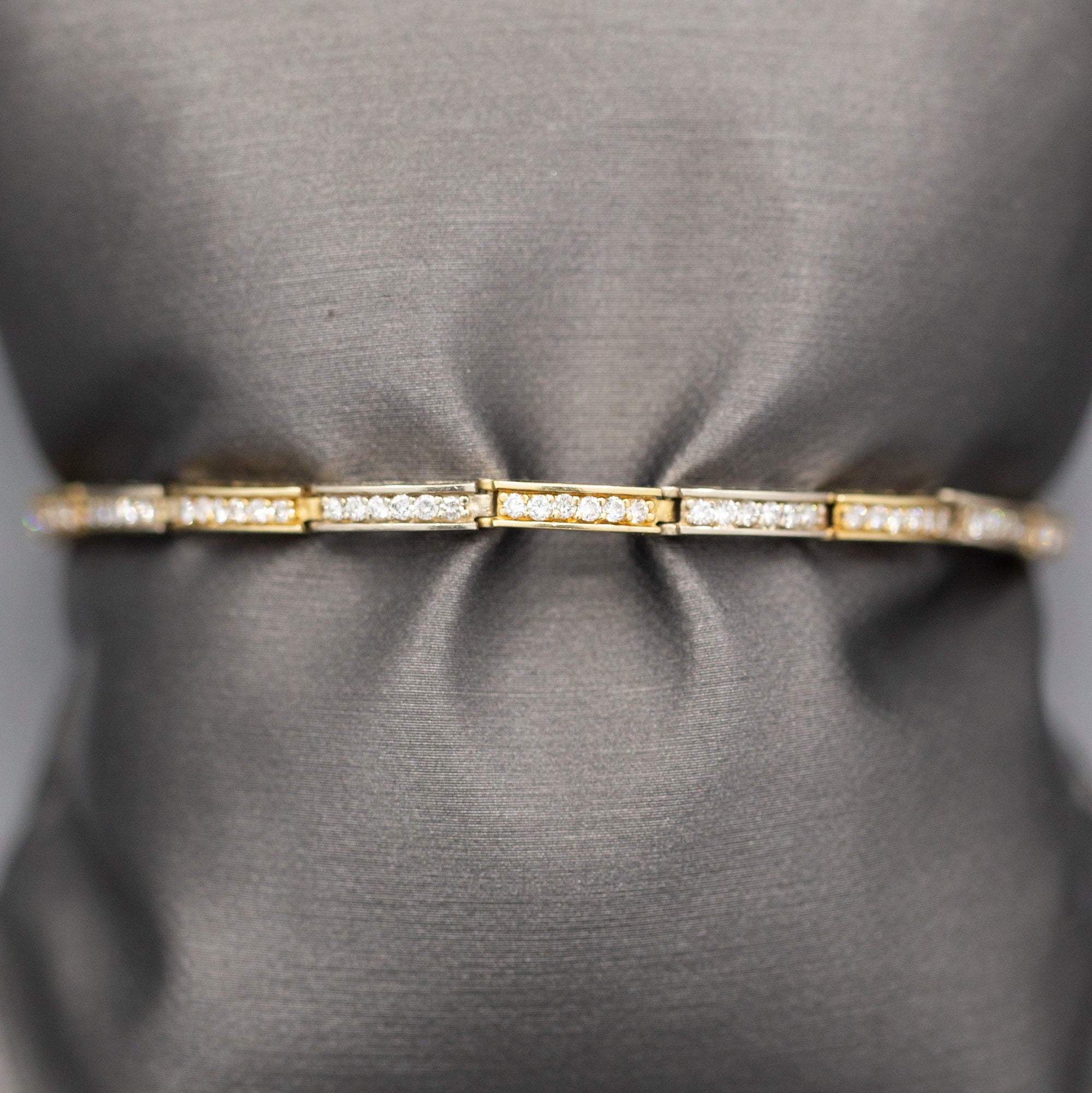 Two Tone Diamond Link Bracelet in 14k White and Yellow Gold 1.44cttw