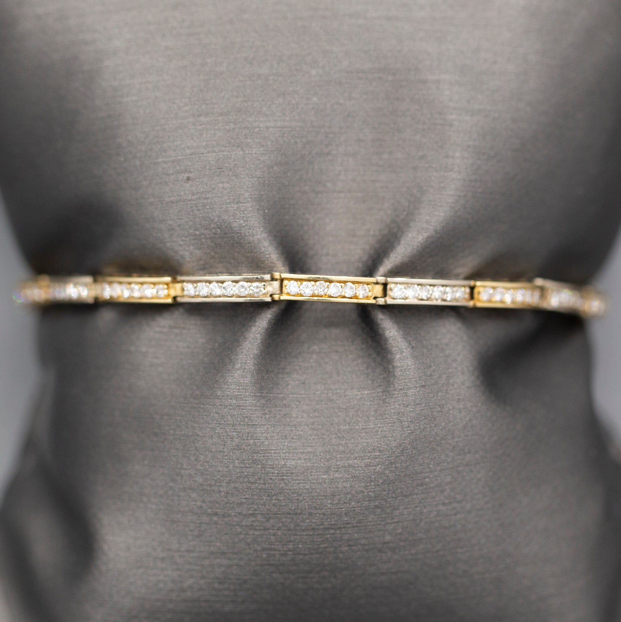 Two Tone Diamond Link Bracelet in 14k White and Yellow Gold 1.44cttw