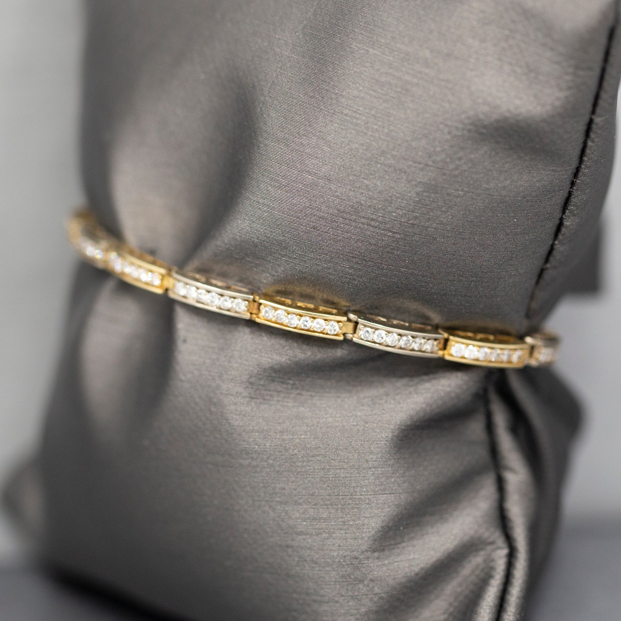 Two Tone Diamond Link Bracelet in 14k White and Yellow Gold 1.44cttw
