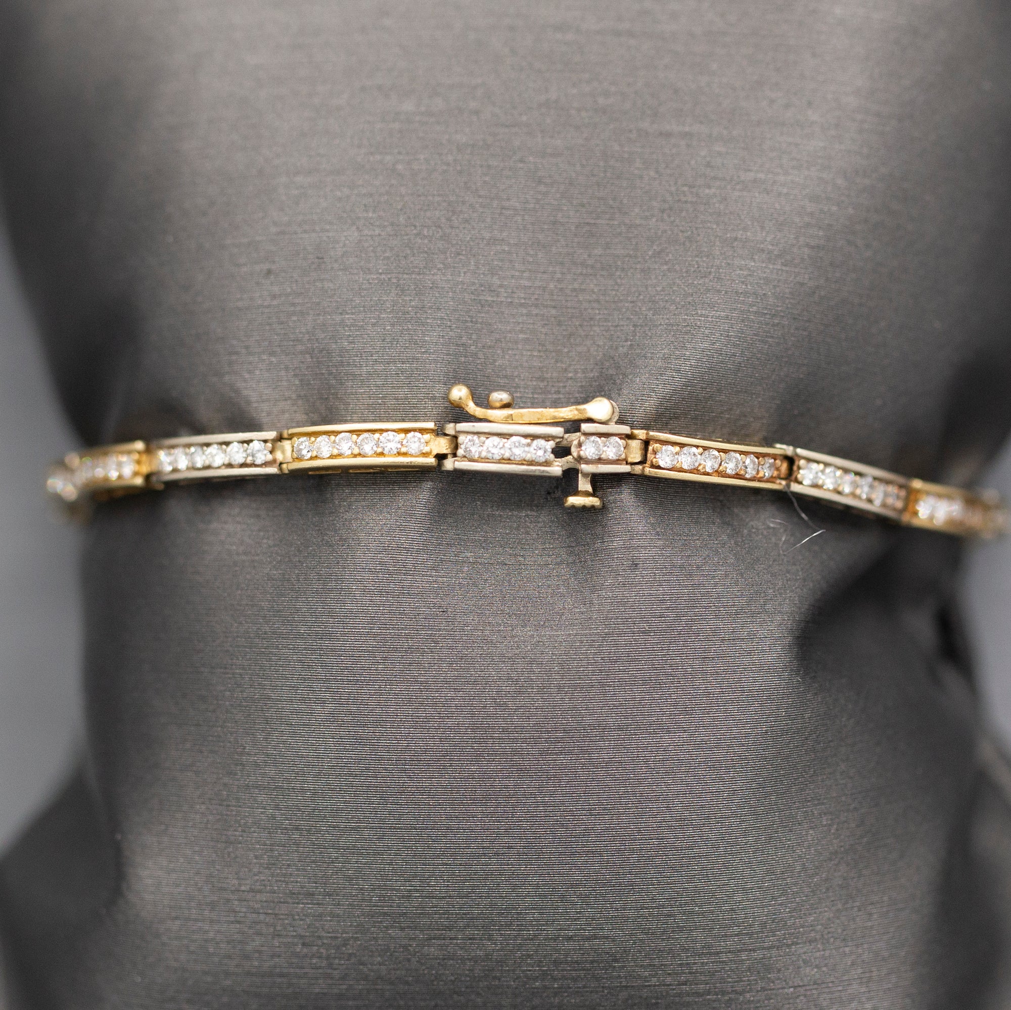 Two Tone Diamond Link Bracelet in 14k White and Yellow Gold 1.44cttw