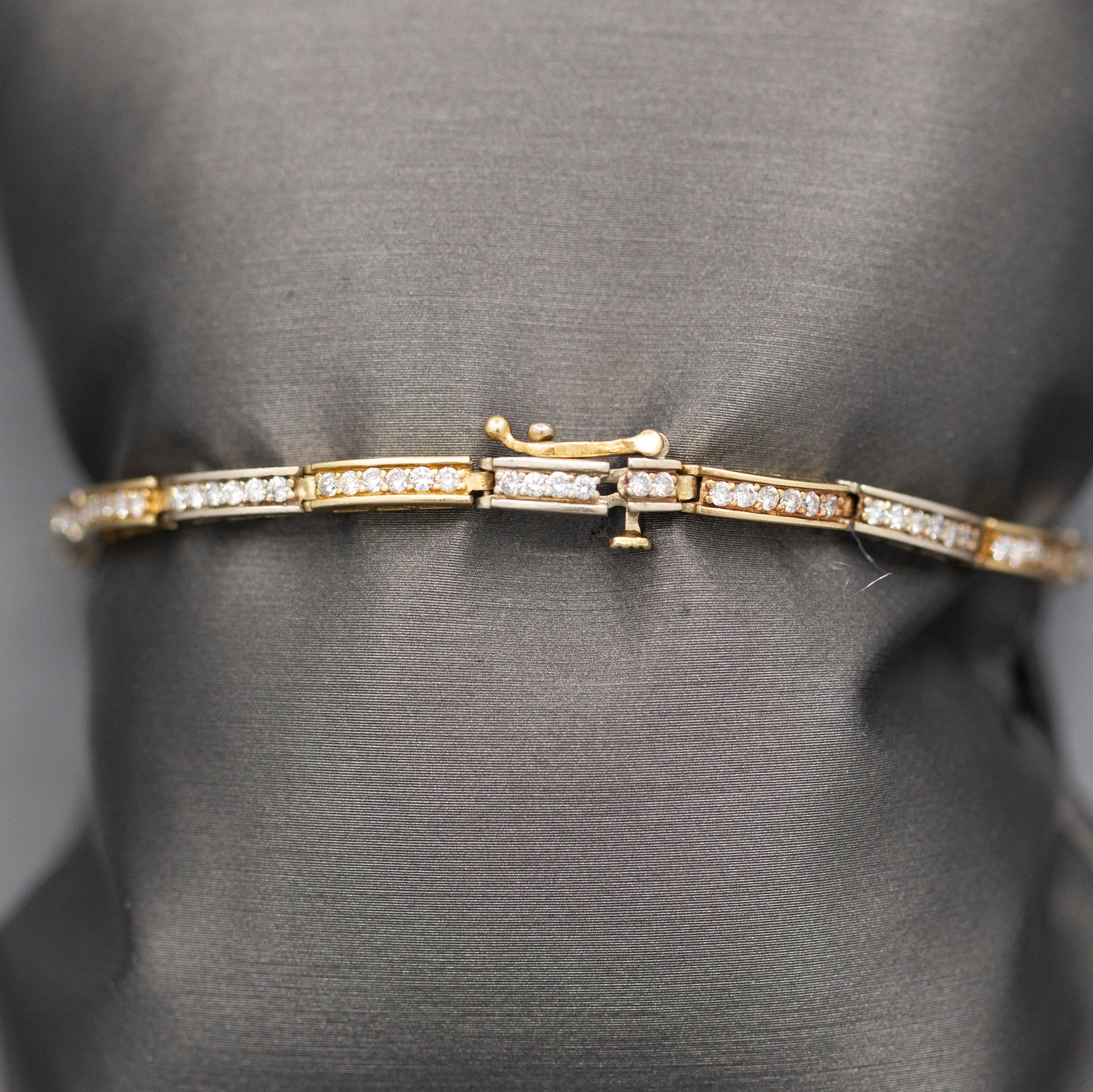 Two Tone Diamond Link Bracelet in 14k White and Yellow Gold 1.44cttw