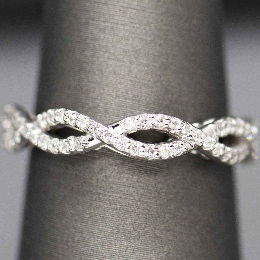 Diamond Infinity Wedding Band Ring 14k White Gold Size