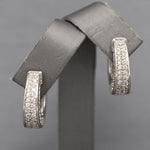 Gorgeous Hinged Diamond Pave Huggie Hoop Earrings in 14k White Gold
