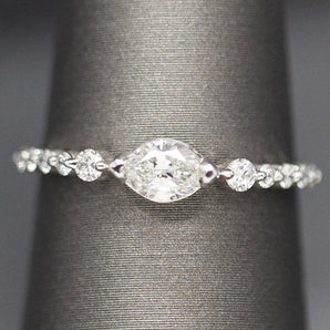 0.51ctw Marquise Diamond East West Set Stackable Diamond Ring
