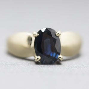 1.27ct Natural Untreated Rich Blue Sapphire Solitaire Ring in 14k Yellow Gold Size 6.25