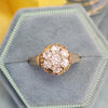 Antique Victorian Old Mine Cut Diamond Cluster Engagement Ring in 14k Gold