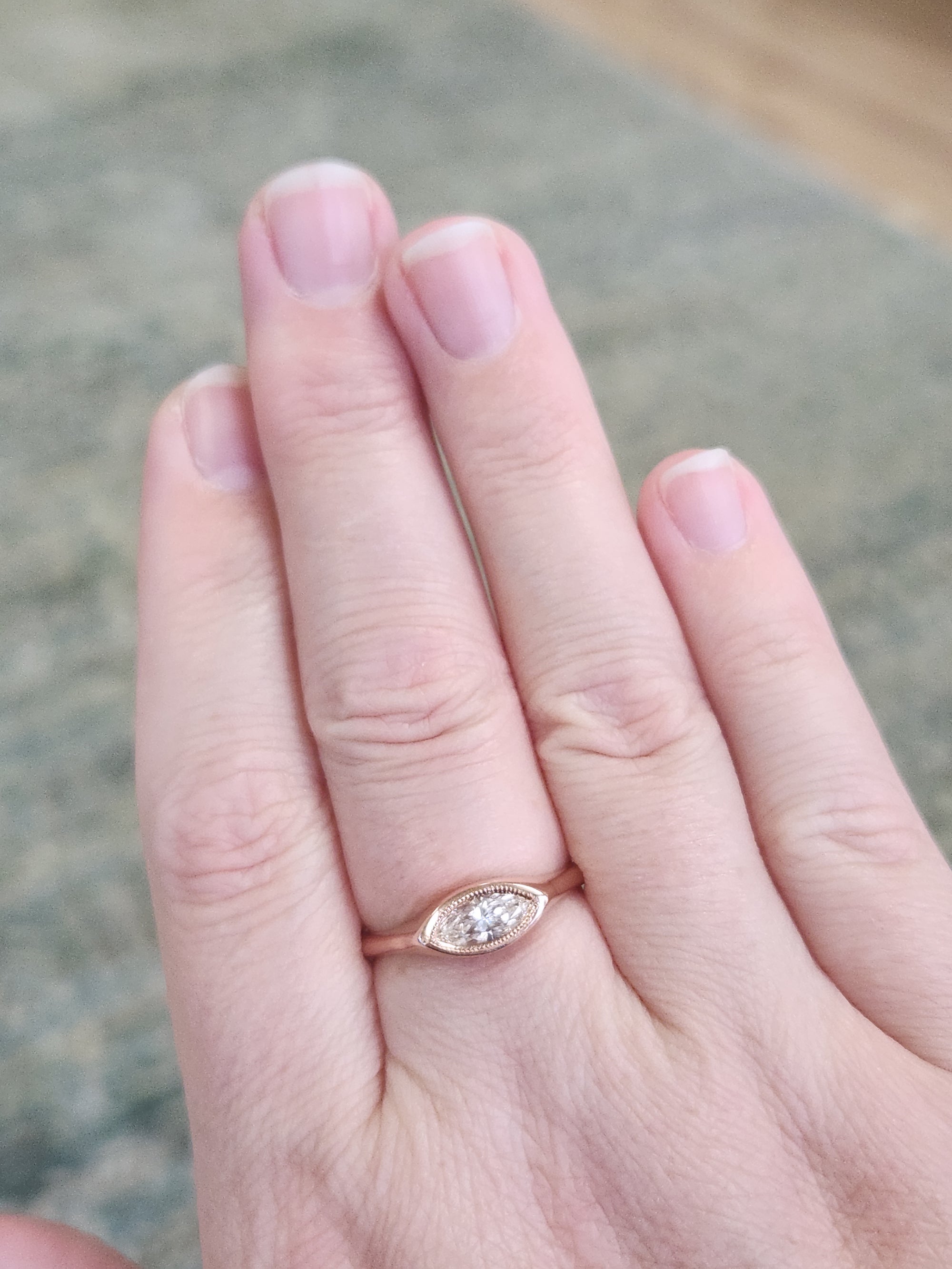 East West 0.69ct Marquise Diamond 14k Rose Gold Ring