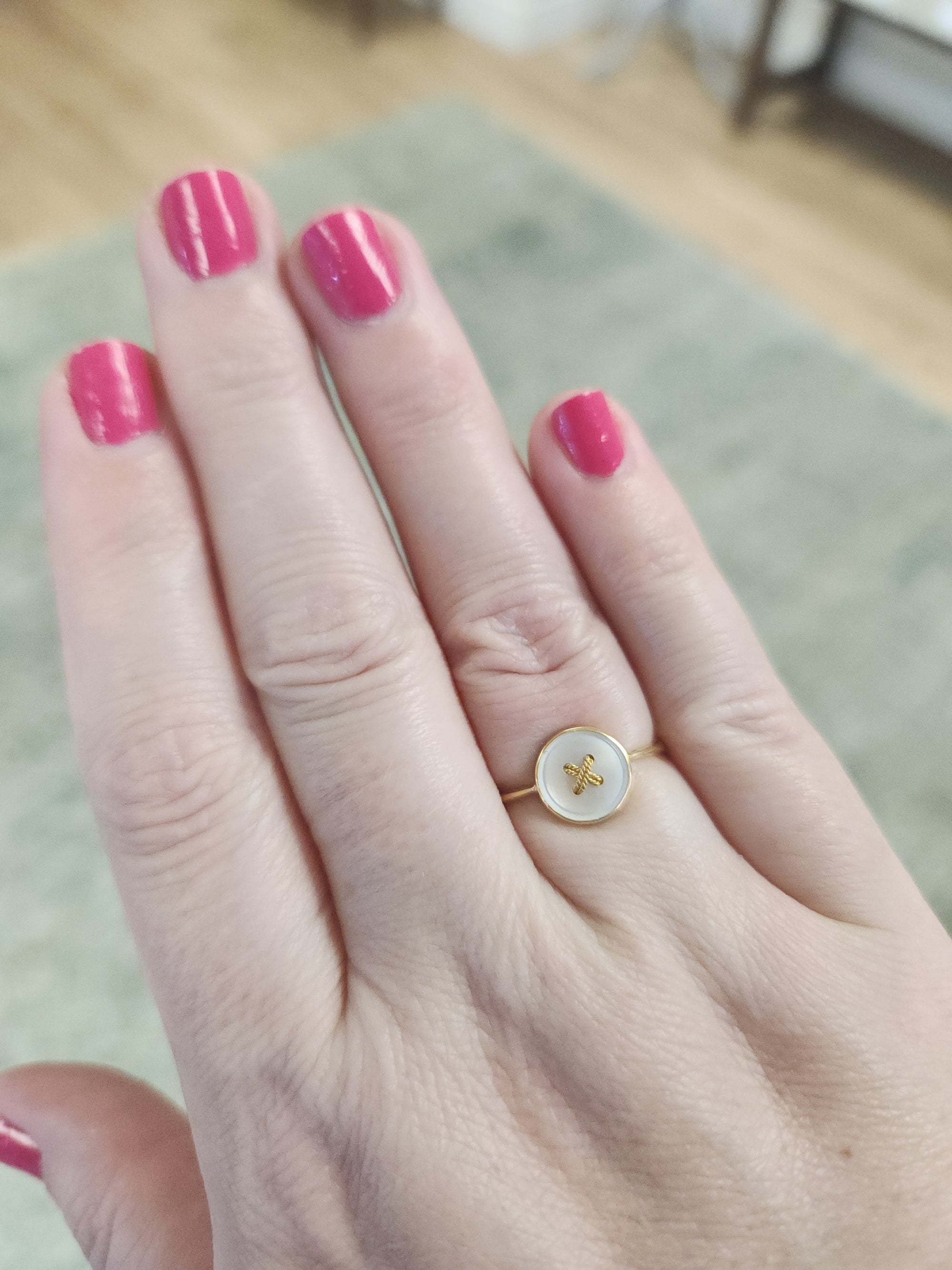 Delightful Victorian Button Ring in 14k and 18k Gold