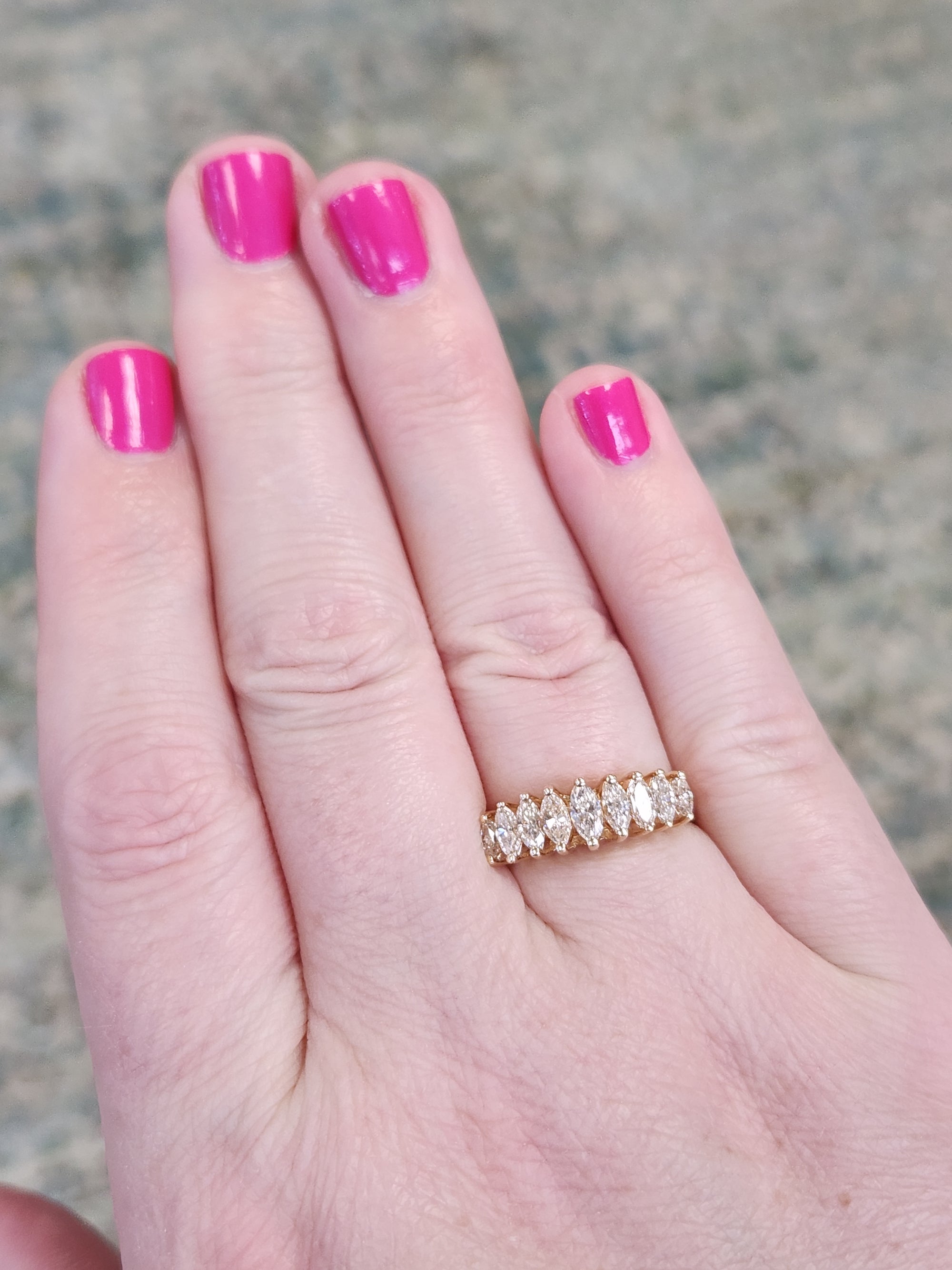 Vintage Marquise Cut Diamond Pyramid Band Ring in 14k Yellow Gold