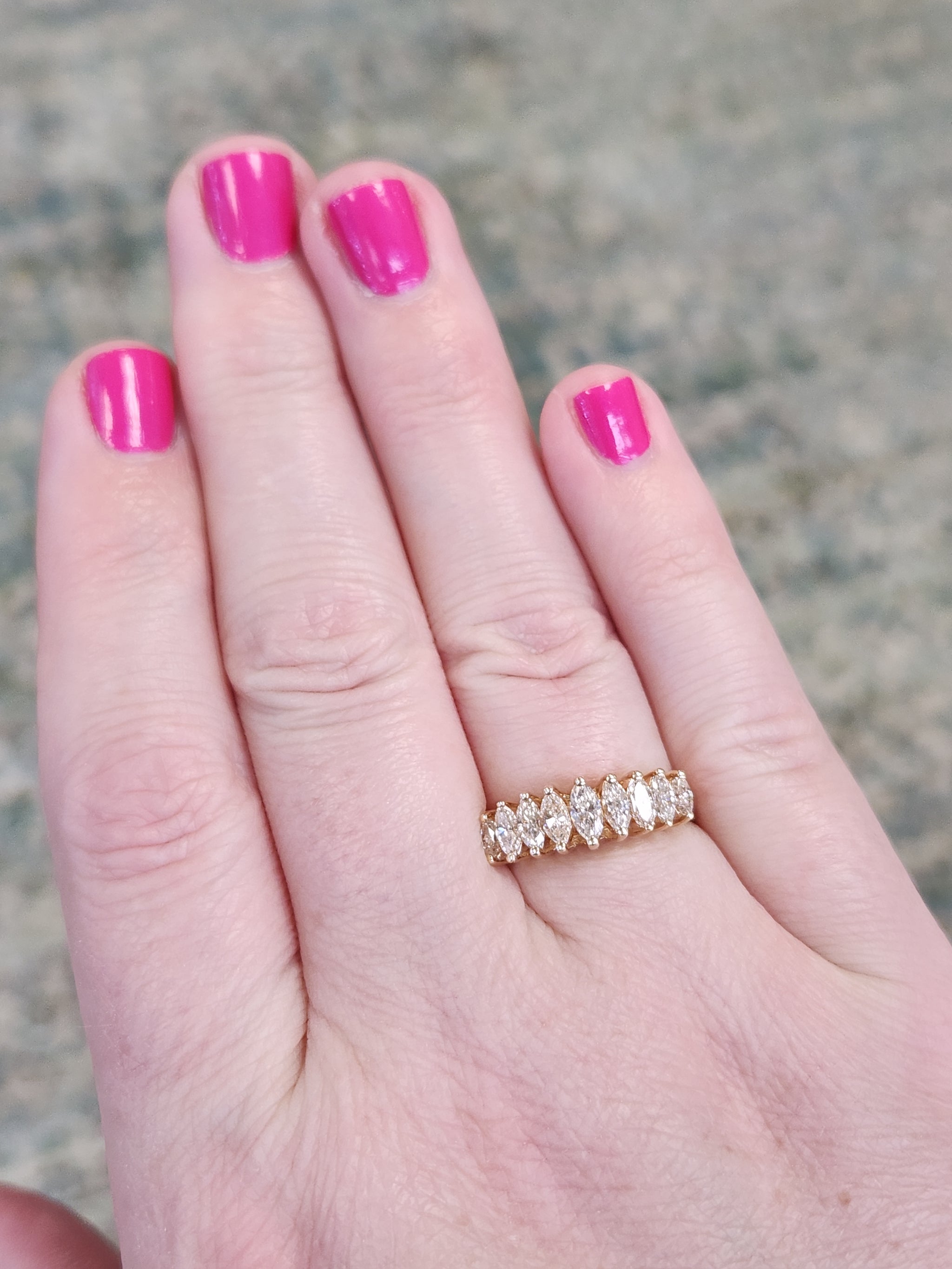 Vintage Marquise Cut Diamond Pyramid Band Ring in 14k Yellow Gold