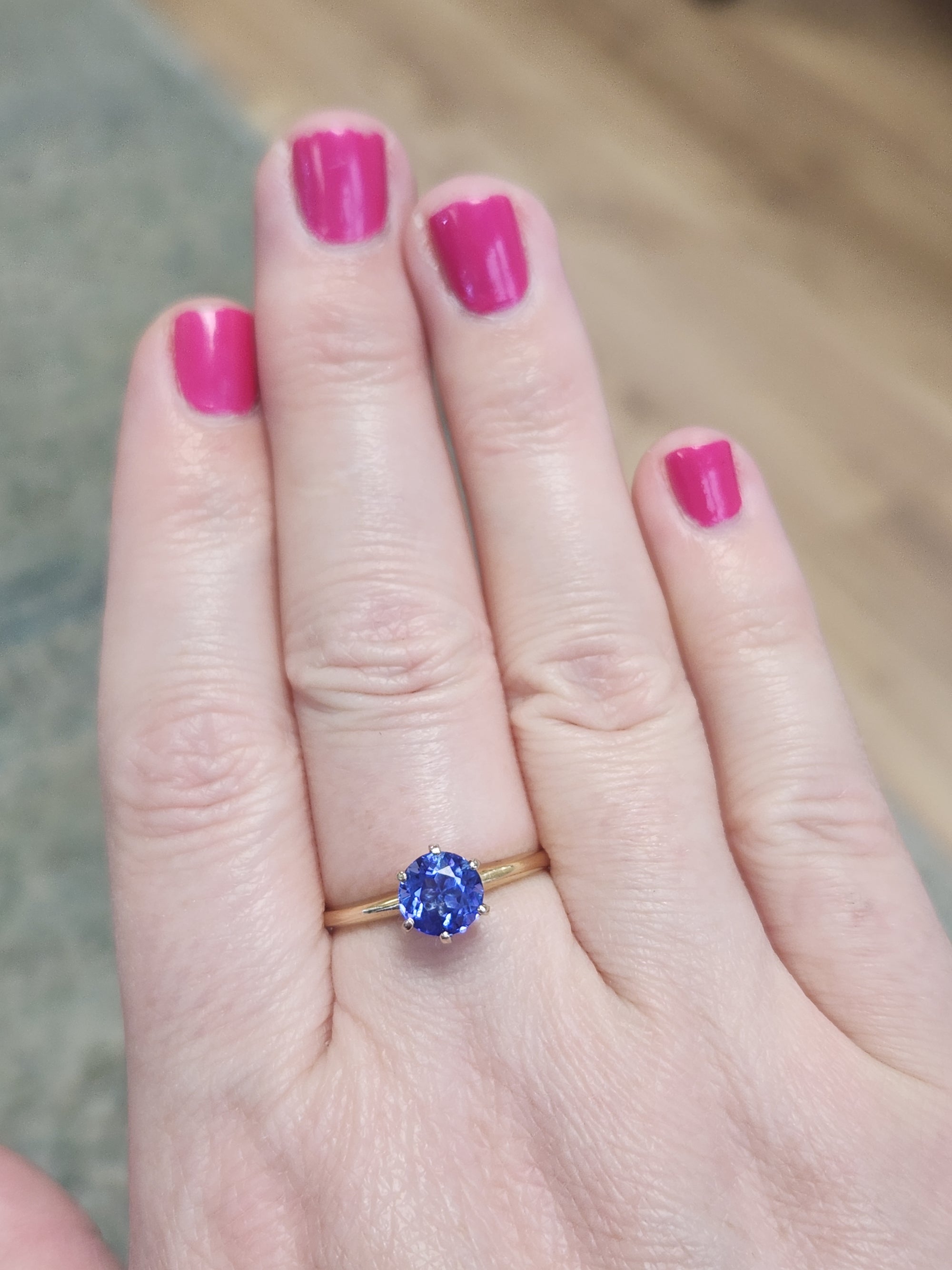Sparkling Round Tanzanite Solitaire Ring in 14k Yellow Gold