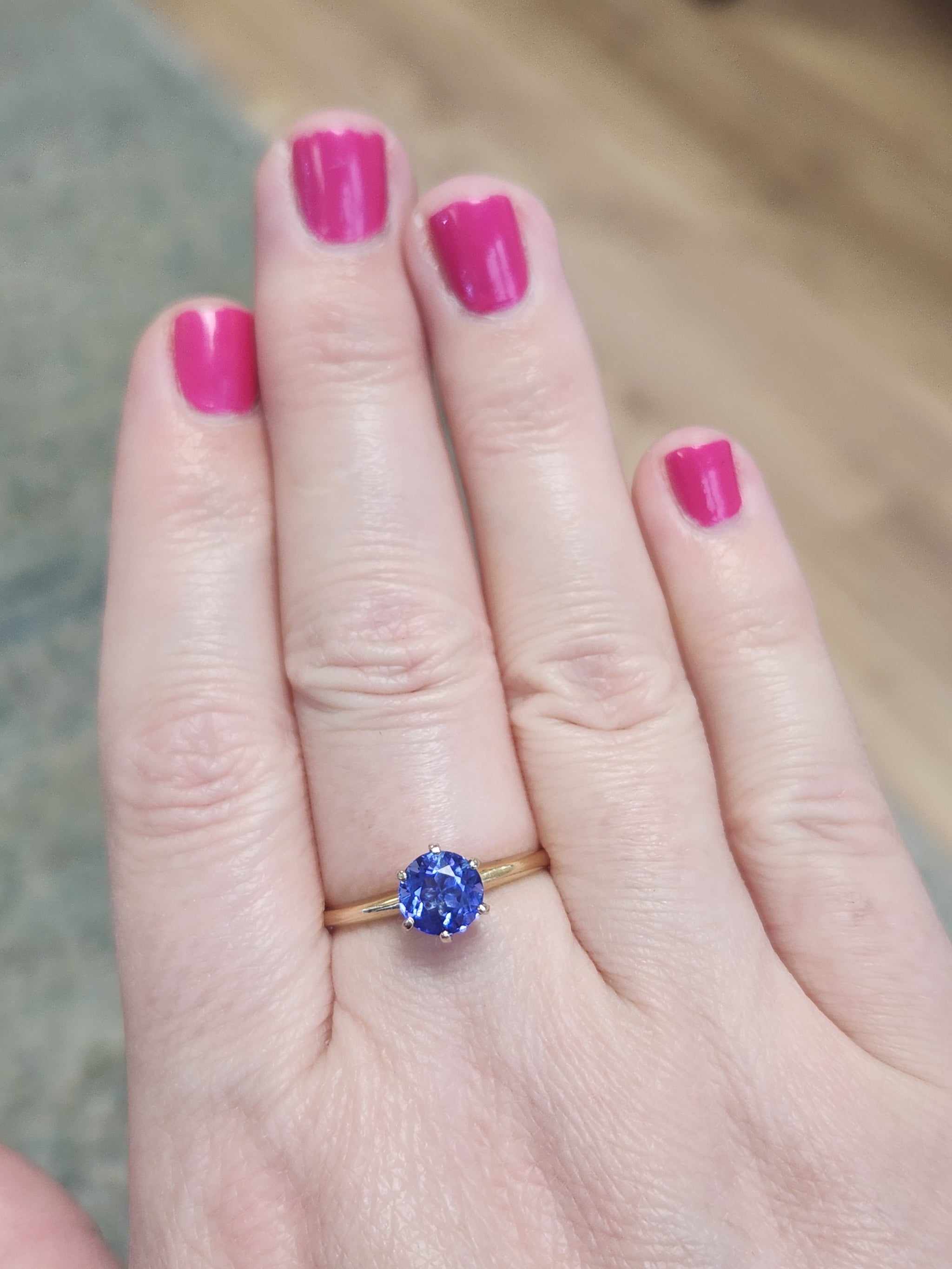 Sparkling Round Tanzanite Solitaire Ring in 14k Yellow Gold