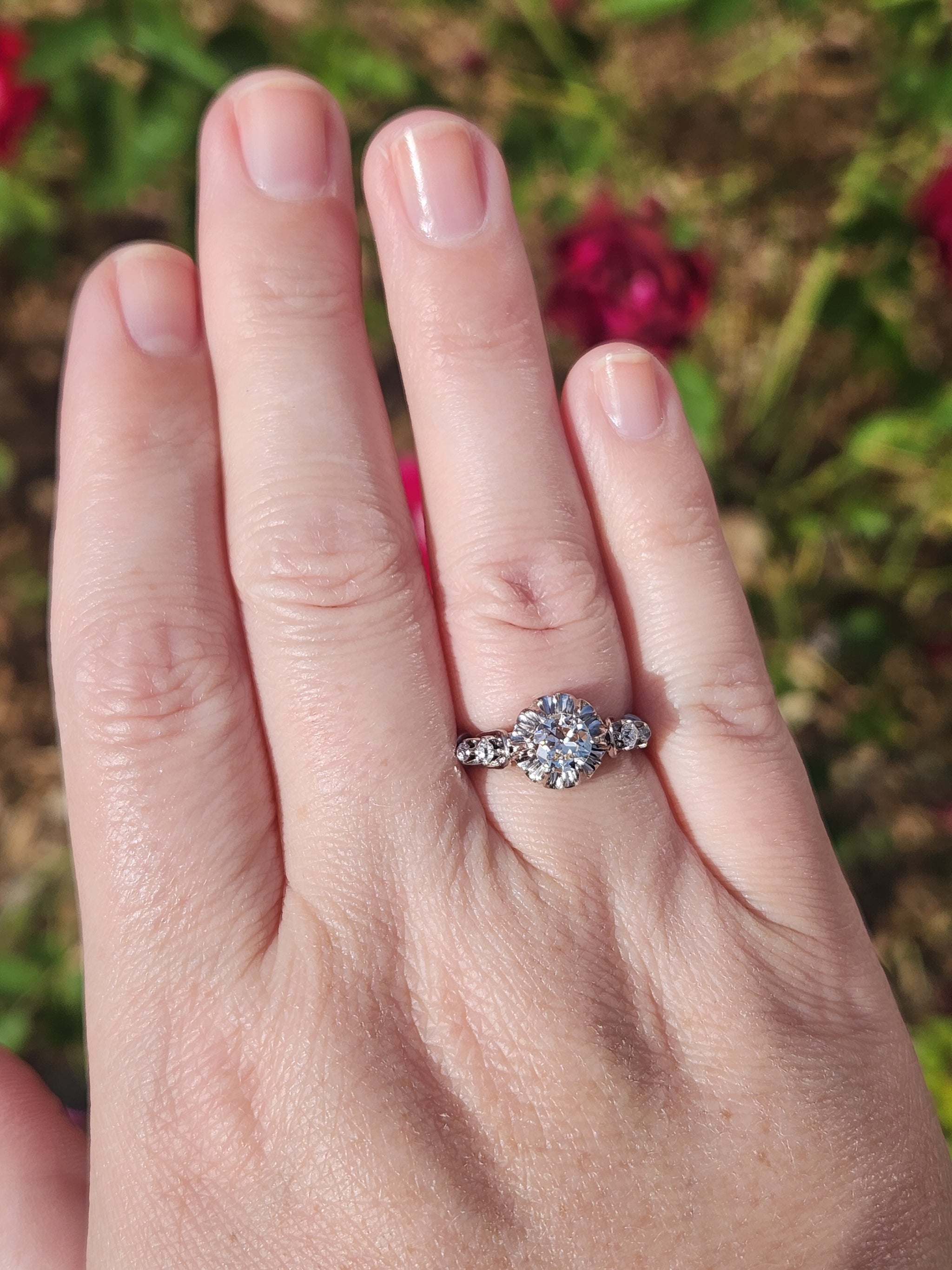 Antique Old European Cut Diamond Engagement Ring in Platinum