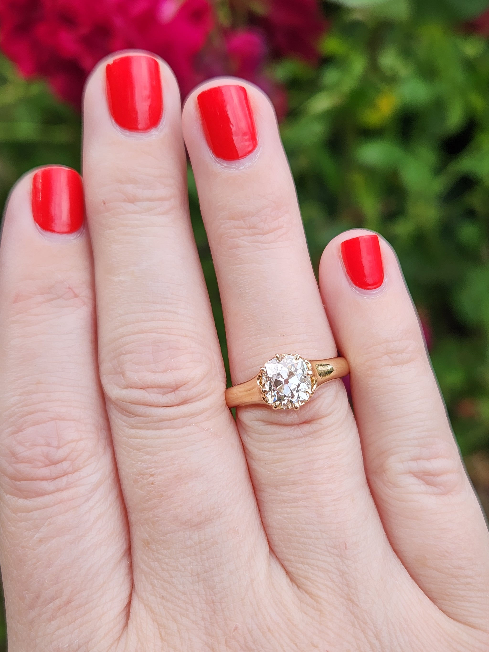 Antique GIA Certified Old Mine Cut Diamond Solitaire Engagement Ring from 1883