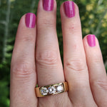 Sleek Men's Three Stone Diamond Channel Set Band Ring in 14k Yellow Gold